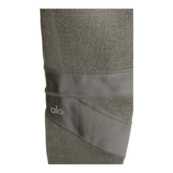Alo Dark Green/Gray Leggings L - Picture 3 of 5